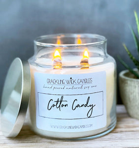 Cotton Candy 18oz Crackling Wick Candle Double Wood Wick